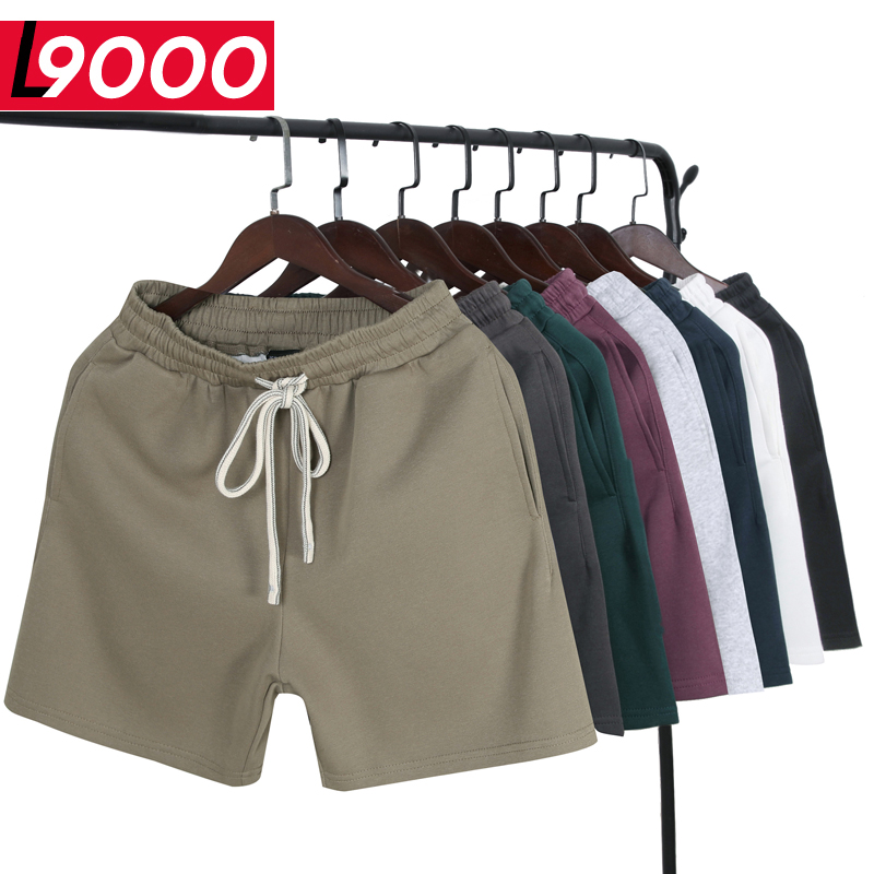美式四分短裤男士夏季宽松抽绳ins潮流棉质卫裤纯色抽绳潮牌中裤