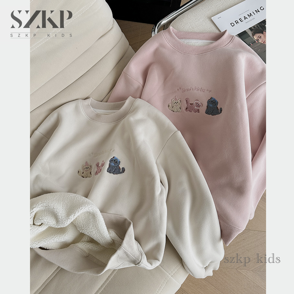 SZKP冬季新款女童装中大童儿童时尚加绒圆领卫衣YNYD444422