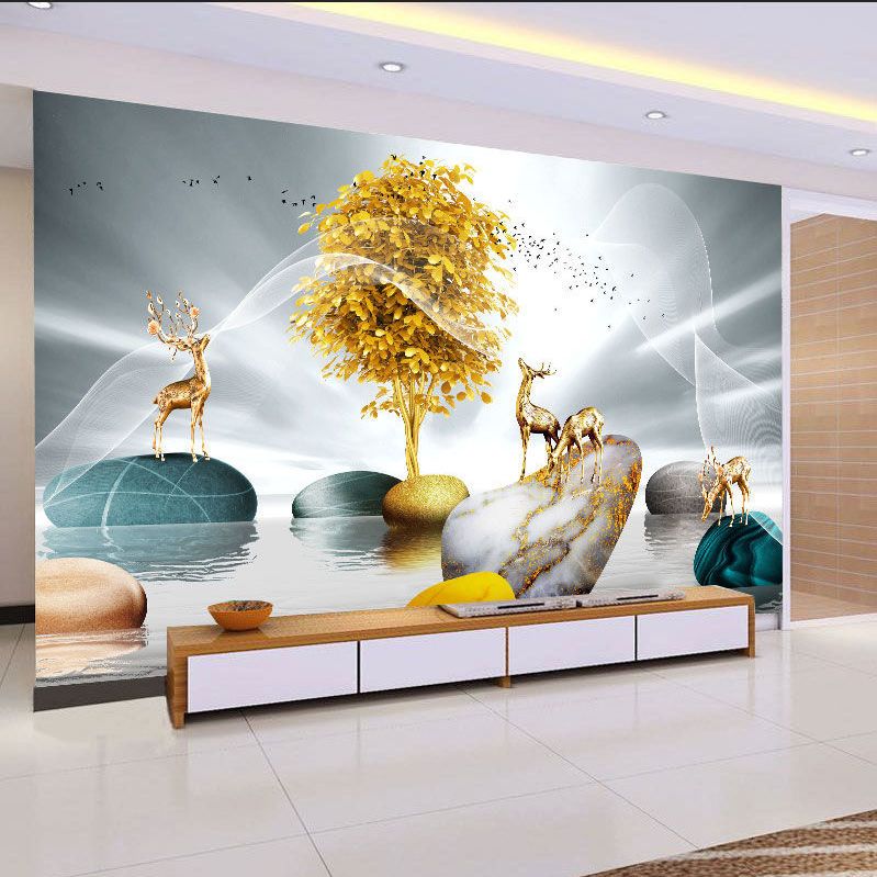 自粘墙纸3d立体墙贴防水电视背景墙新款壁画客厅卧室装饰画可定制