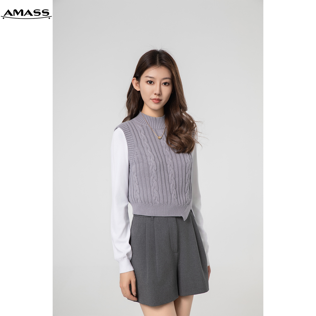 AMASS/阿玛施新款百搭时尚麻花编织秋冬休闲马甲背心5399380