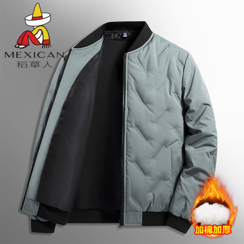 Mexican/稻草人棉服棉衣棒球领加厚立领加绒韩版青年百搭上衣时尚