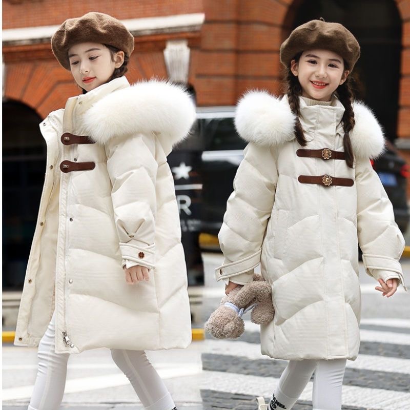 2025新款儿童羽绒服女童中长款中保暖公主修身冬季外套加厚