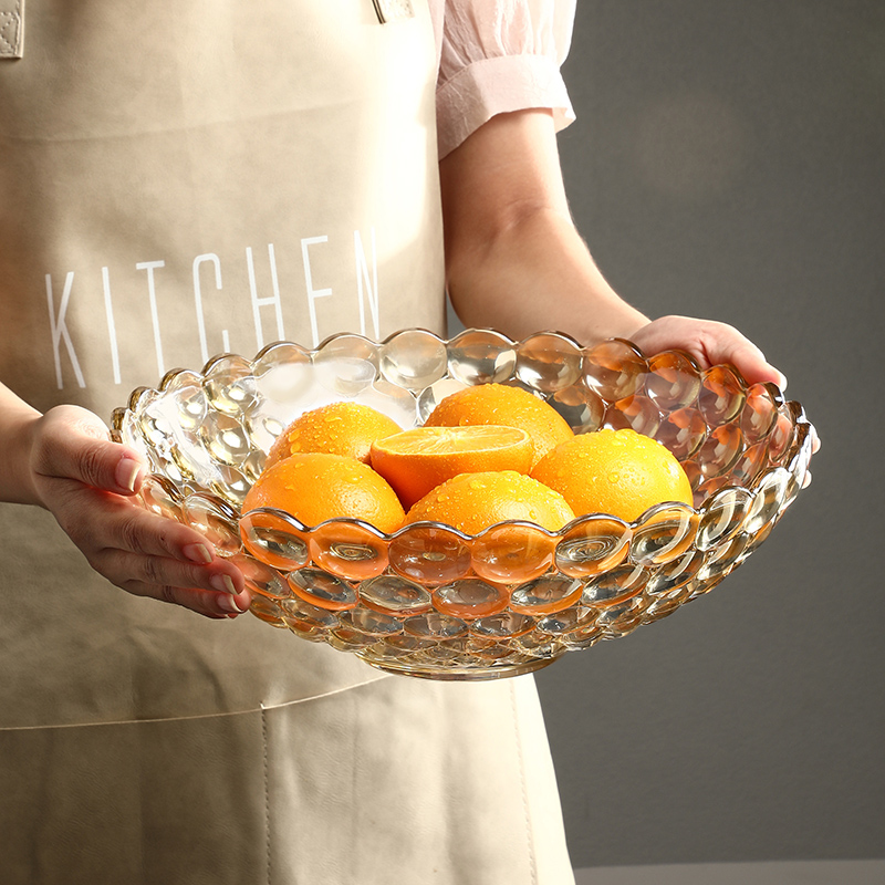 欧式水晶玻璃水果盘家用客厅大号果盘子高级感2025年新款雨珠干果