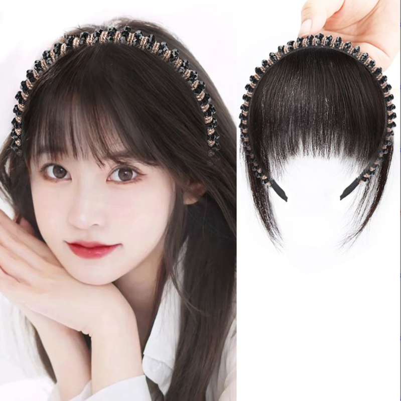 刘海假发箍头饰前额假刘海假发女自然网红一体仿真发遮白发假发片