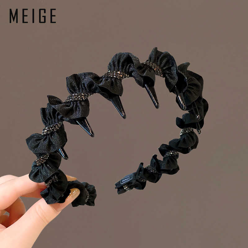 森系仙美黑色缠绕布艺发箍女2025新款气质高级感压发带齿防滑头箍