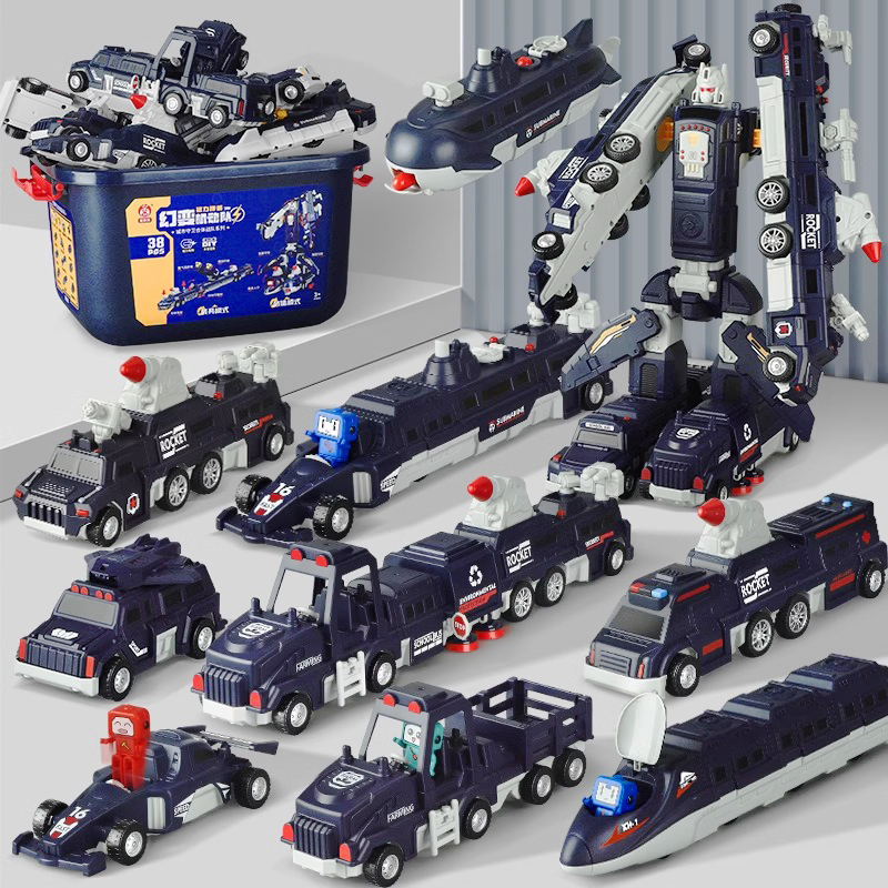 儿童磁吸力积木拼接玩具男孩汽车变形金刚机器人磁吸拼装圣诞礼物