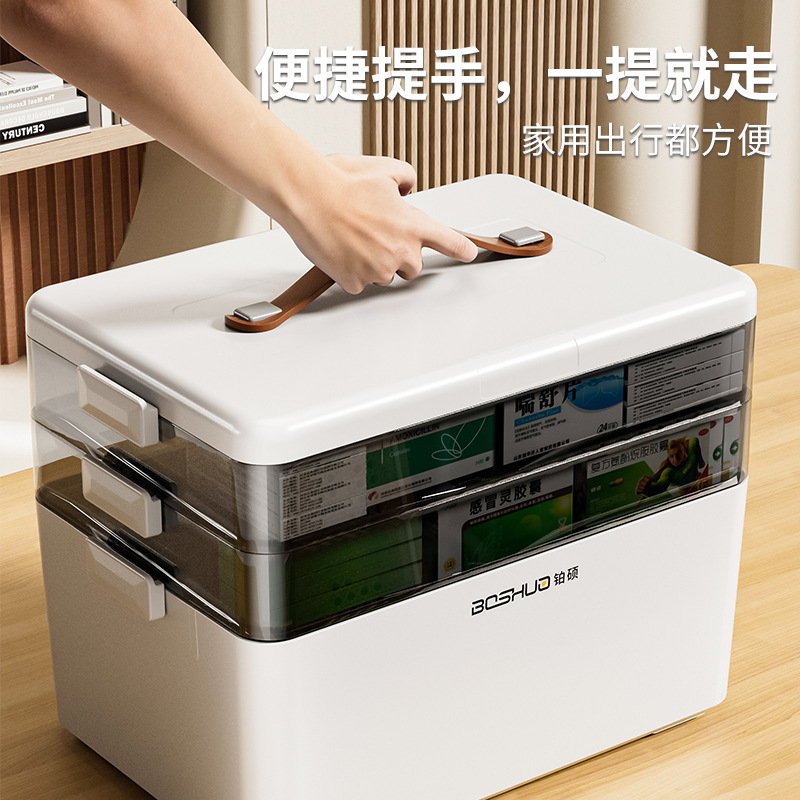 家用应急医疗箱多层大容量药物收纳盒带分格大容量分层折叠医药盒