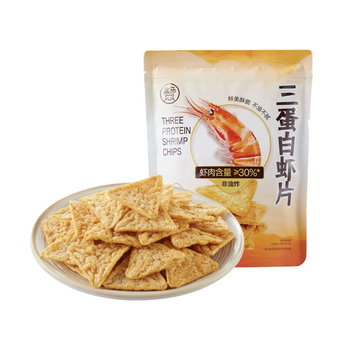 盒马三蛋白虾片108g非油炸鲜香酥脆马克斯克鲁维酵母三角造型包邮