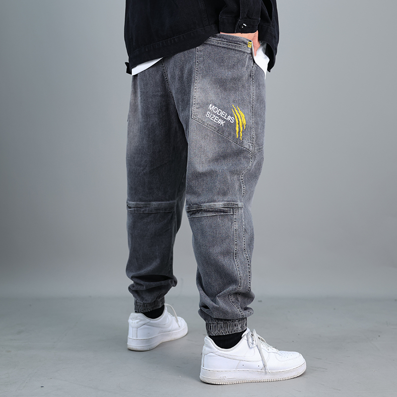 大码弹力牛仔裤男胖人显瘦裤子秋冬加肥加大男裤胖子松紧腰休闲裤