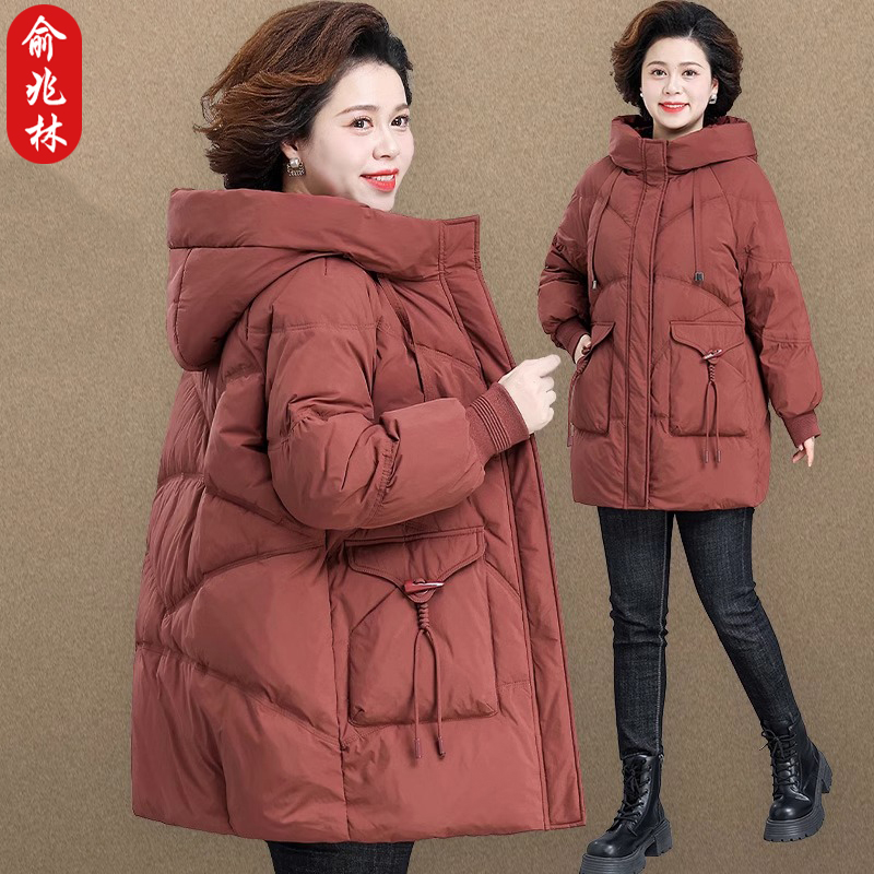 俞兆林妈妈冬装羽绒棉服中长款洋气时尚中老年女冬季加厚棉衣外套