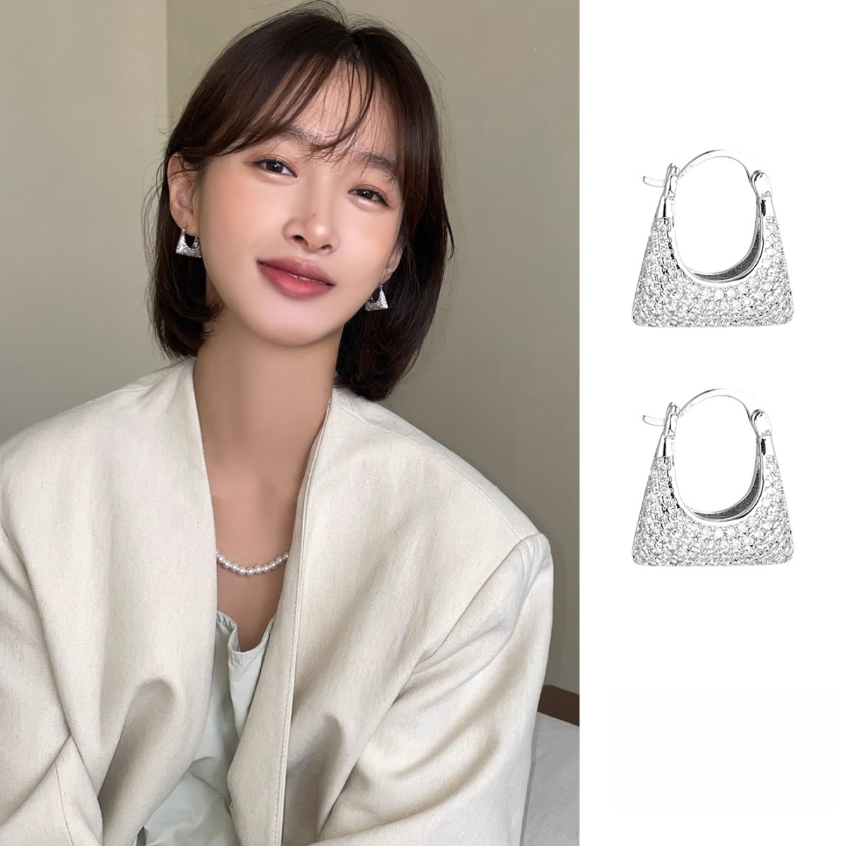 铜合金耳饰 小香风包包耳环爆款高级感耳钉女小众设计感耳扣耳饰