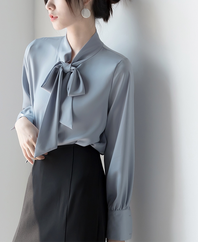高档蝴蝶结衬衫2025夏季新款飘带职业气质时尚高级设计感白女衬衣