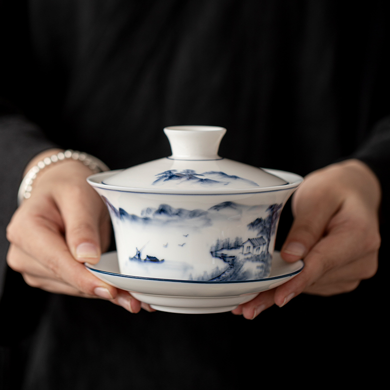 八宝茶特大号三才盖碗茶杯悬停宁夏兰州银川三泡台家用陶瓷大茶碗
