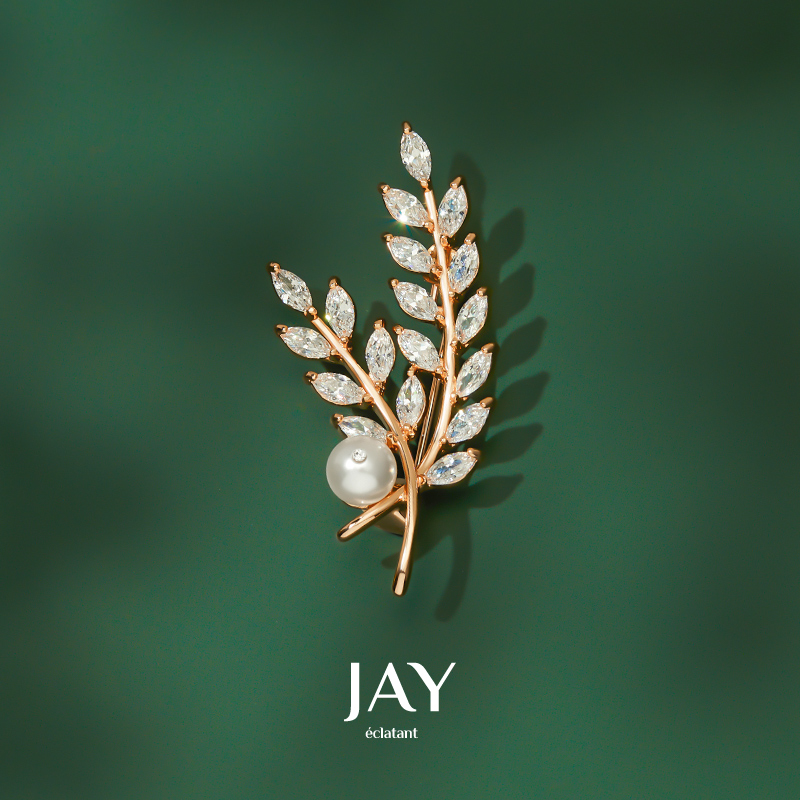 Jay 合金仿珍珠胸针 轻奢麦穗胸针秋冬气质大衣毛衣配饰长辈礼物