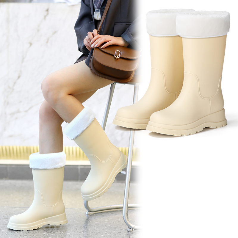 高筒雨鞋女成人时尚款外穿水鞋新款加绒雨靴防水防滑软底轻便胶鞋