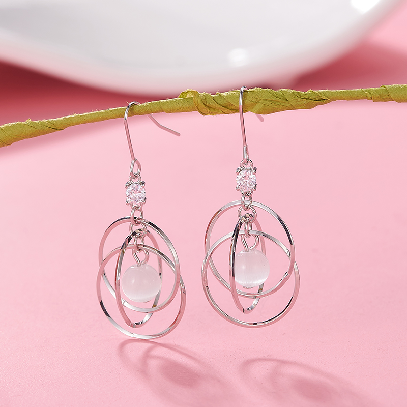 铜合金玻璃耳饰 耳钉耳钩素款韩版精致气质欧若假日风高智淡人风