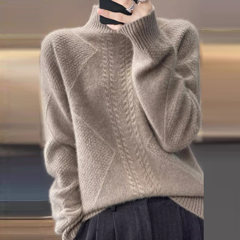 胖mm秋冬大码半高领加厚毛衣女宽松200斤加肥内搭针织羊毛打底衫