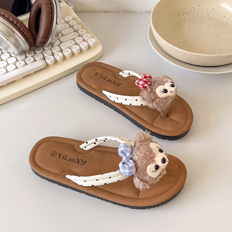 夏季外穿沙滩拖鞋平底夹脚高跟人字拖网红百搭可爱雪莉玫人字拖