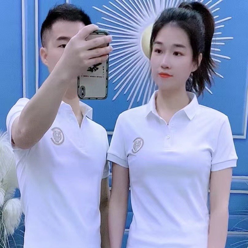 青春时尚潮流网红情侣装夏季显瘦翻领刺绣短袖潮牌痞帅修身POLO衫