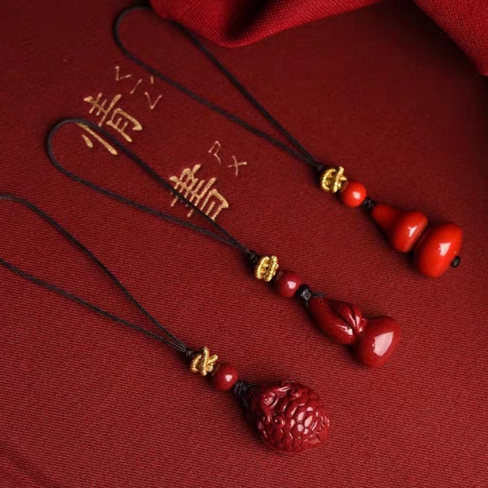 含辰砂工艺品朱砂手机扣挂饰紫金砂