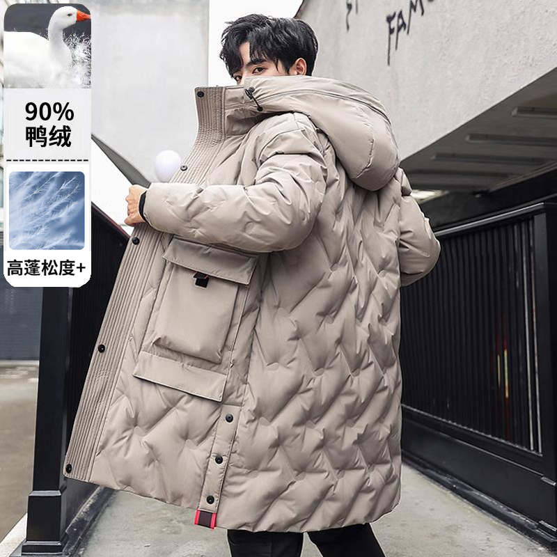 冬季新款羽绒服男中长款加厚保暖青年韩版潮流休闲大码防寒外套