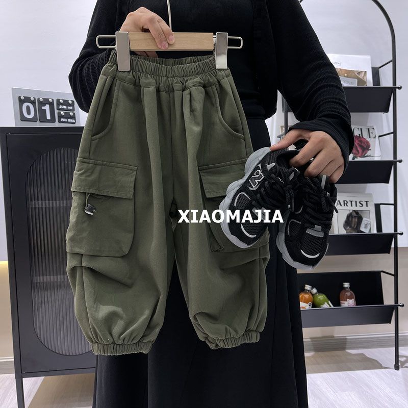 童装儿童春秋裤子秋冬加厚一体绒工装裤儿童男童休闲裤宽松女童裤