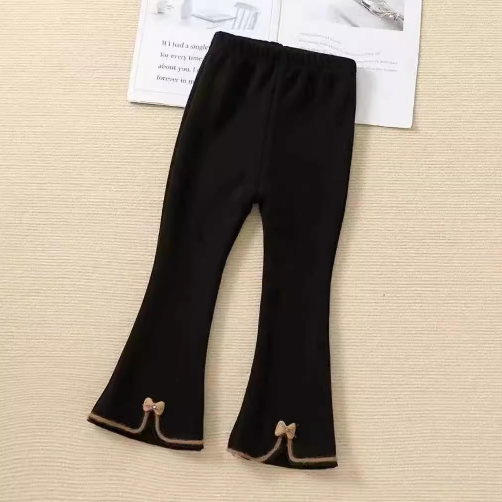 加绒/不加绒喇叭打底裤儿童洋气女童休闲百搭外穿时尚黑色6