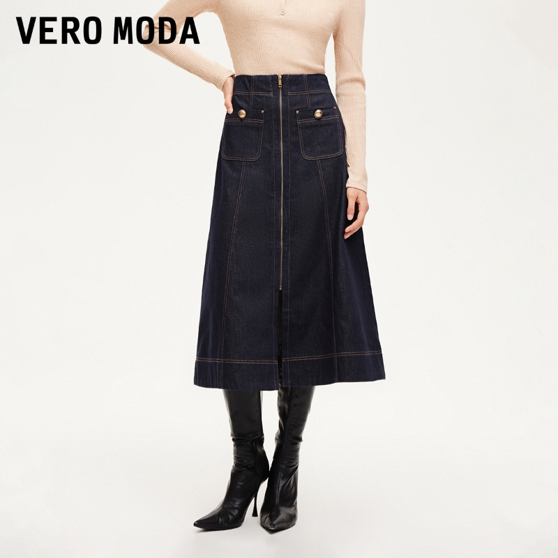 Vero Moda半身裙女新款高腰A字水洗显瘦牛仔裙百搭洋气324337031