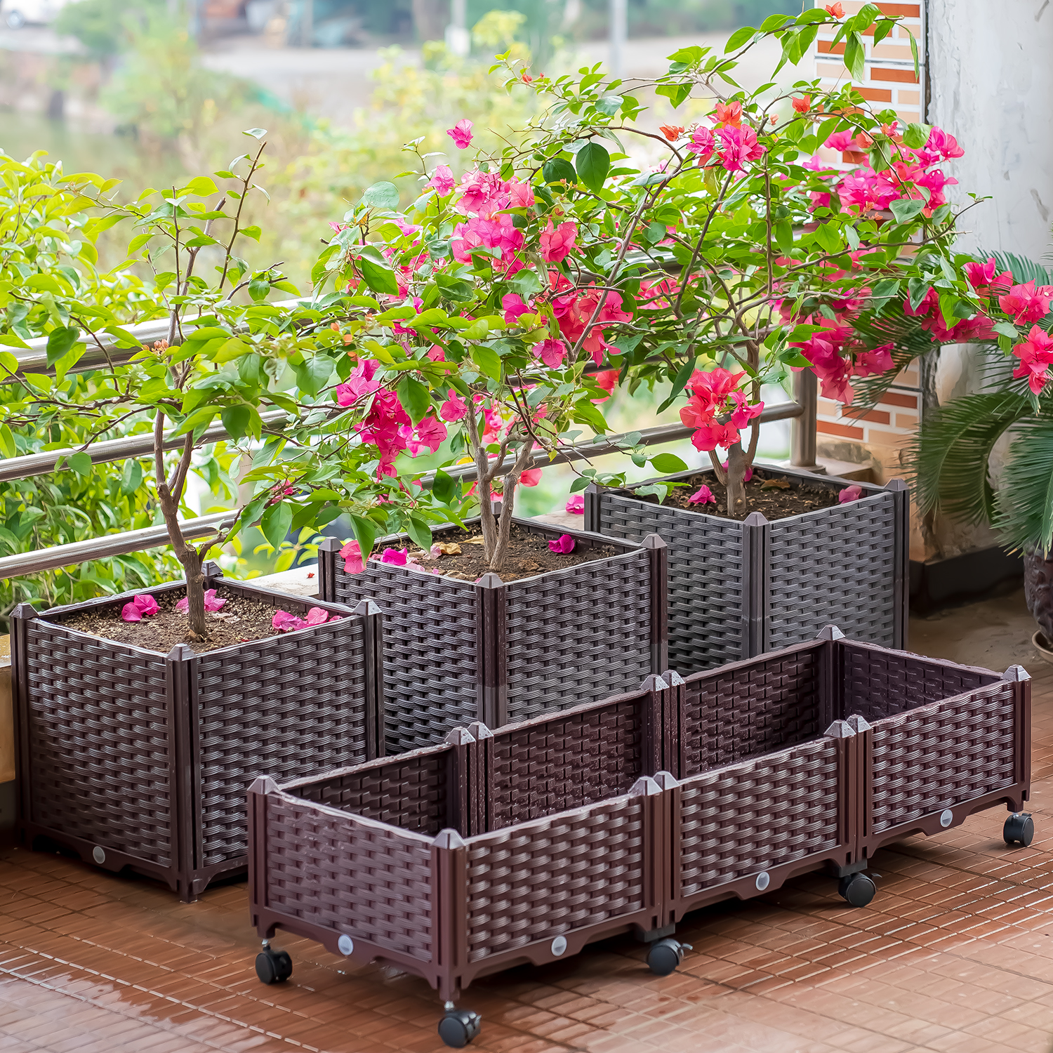 加厚种植箱阳台户外种花楼顶绿植园艺花园花盆加大耐晒抗冻种植箱