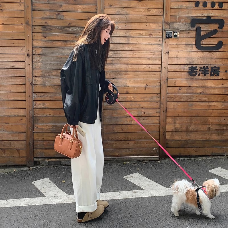 黑色皮衣外套女2025年秋季新款复古夹克外套女宽松廓形设计高级感