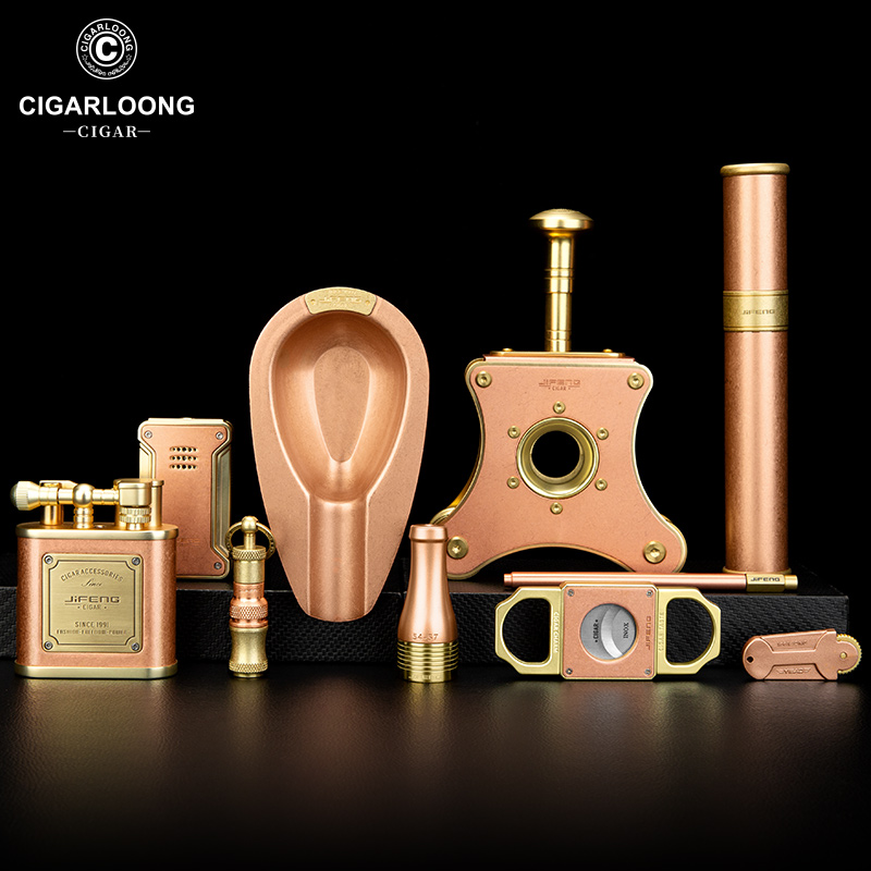 CIGARLOONG茄龙雪茄直冲打火机锋利剪刀大口径烟嘴十件套CL-TZ250