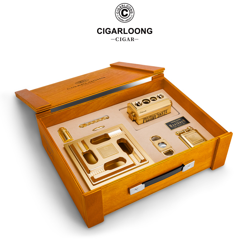 CIGARLOONG茄龙雪茄剪烟灰缸打火机烟托雪茄工具木盒包装CL-TZ265