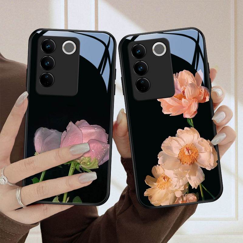 幽香花适用vivos16手机壳VIVOS16e玻璃壳优美女款质感s16pro创意
