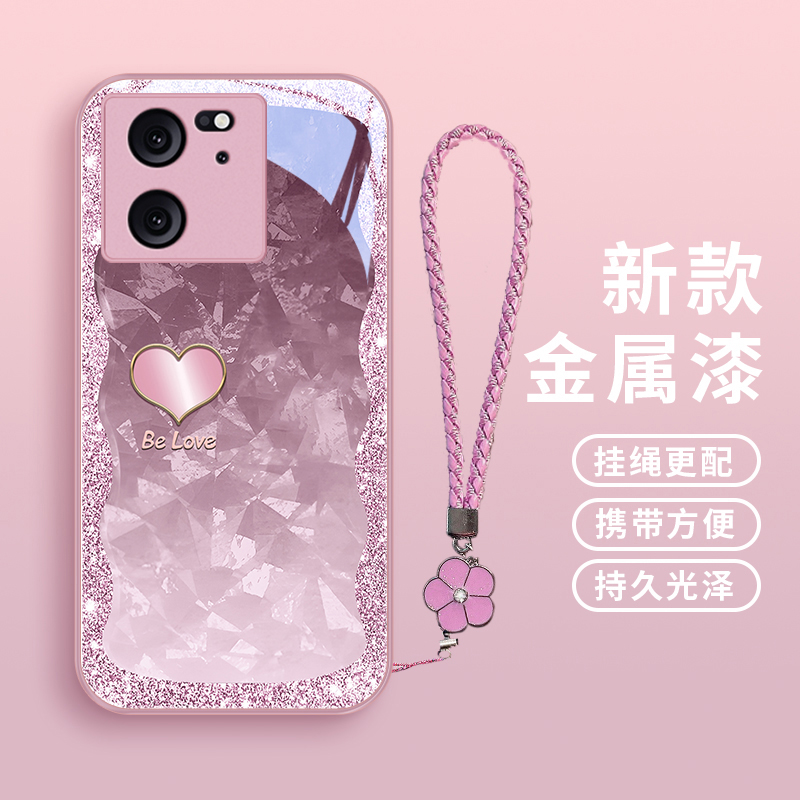 琉闪爱心适用小米红米k60手机壳红米K60至尊版玻璃k60pro女款挂绳