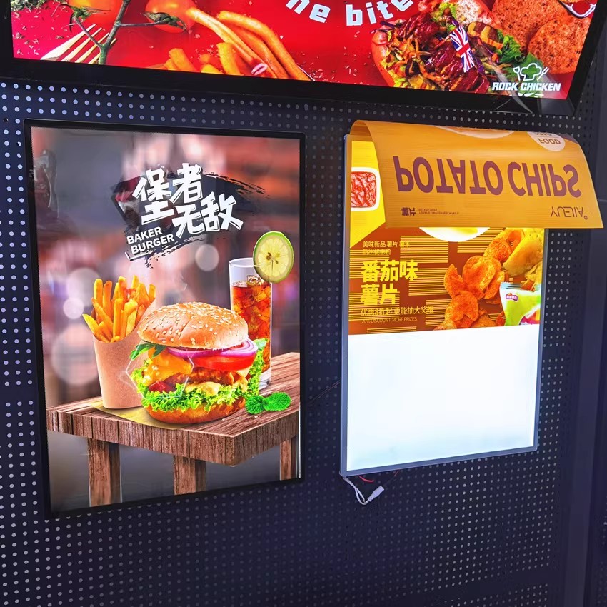 超薄灯箱广告牌挂墙式钢化玻璃招牌led发光海报菜单抽画展示耐用