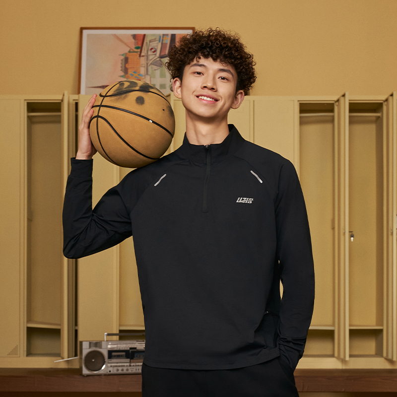有志者UZIS无限专业投篮服男健身跑步训练秋季半拉链套头运动长袖