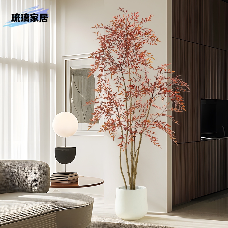 【蛇年新品】仿真绿植红色落地盆栽酒店大型精致家居客厅假树植物