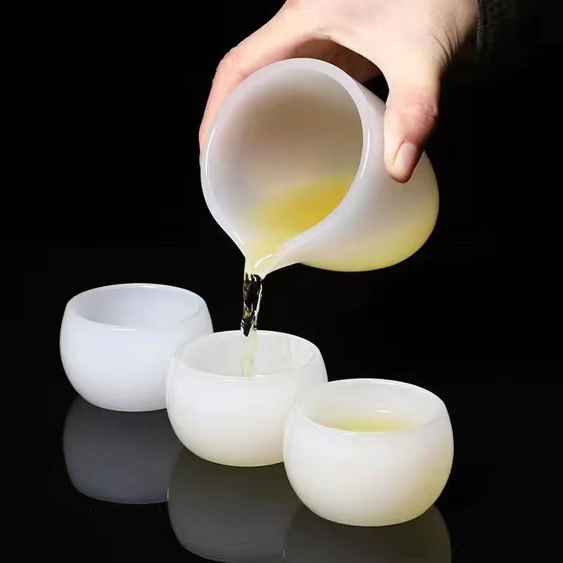 玻璃杯无手柄款中国风陶瓷日式茶道茶盏家用公道杯白玉茶具分茶器