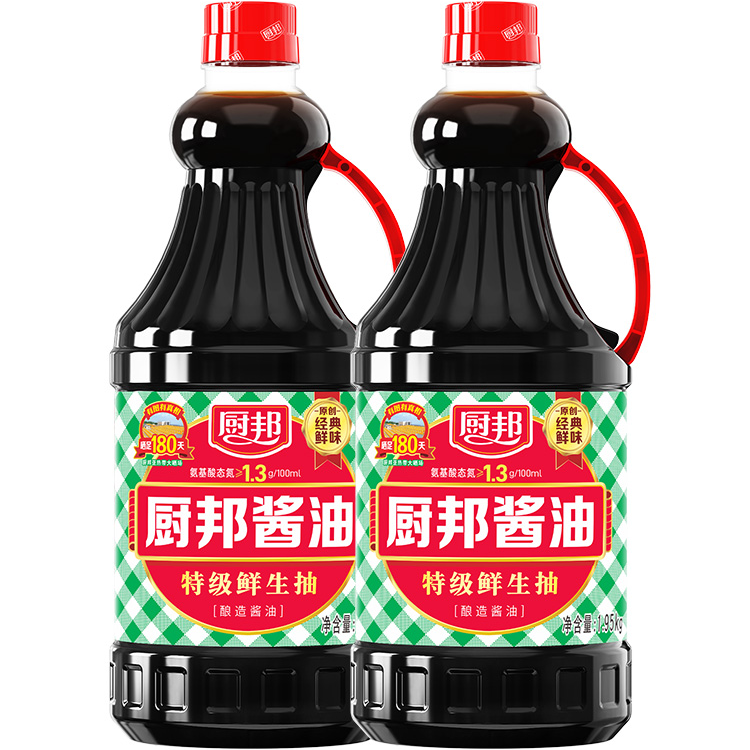 厨邦酱油1.95KG*2桶特级鲜生抽凉拌火锅炒菜增香提鲜美味家用