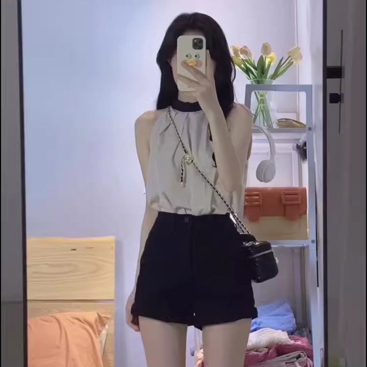 小个子显高时尚套装女夏季2025新款时髦洋气无袖上衣+短裤两件套