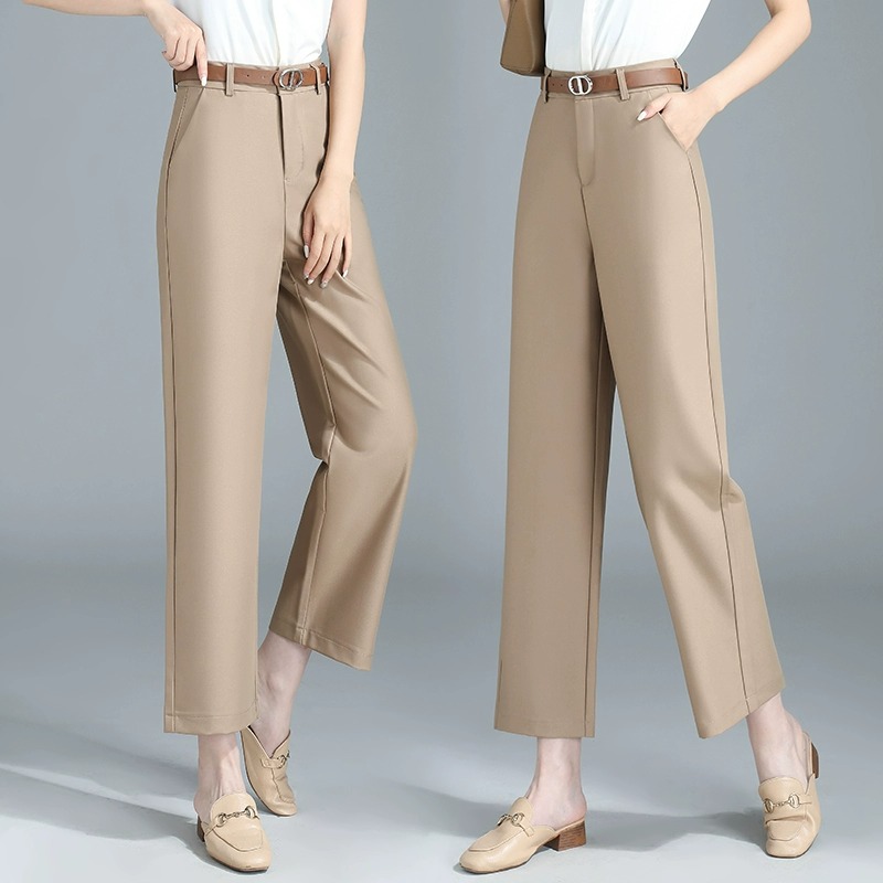 法棍裤女夏季新款2025新款高腰显瘦直筒小个子烟管八分西装休闲裤