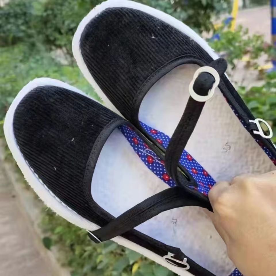 安然~传统麻绳手工纳底~千层底方口一带布鞋（送花鞋垫一双）