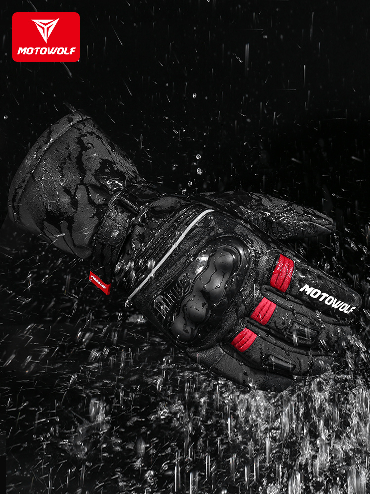 摩多狼电动摩托车电加热手套男加绒加厚保暖防水防风冬季机车骑行