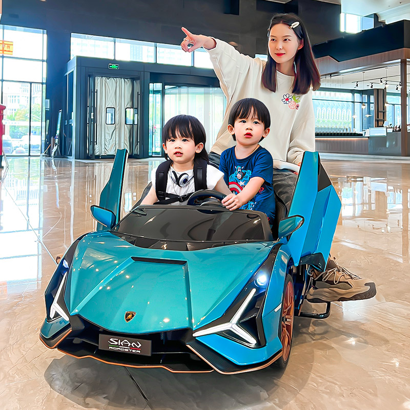 兰博基尼双座儿童电动车四轮遥控宝宝玩具汽车可坐大人小孩亲子车