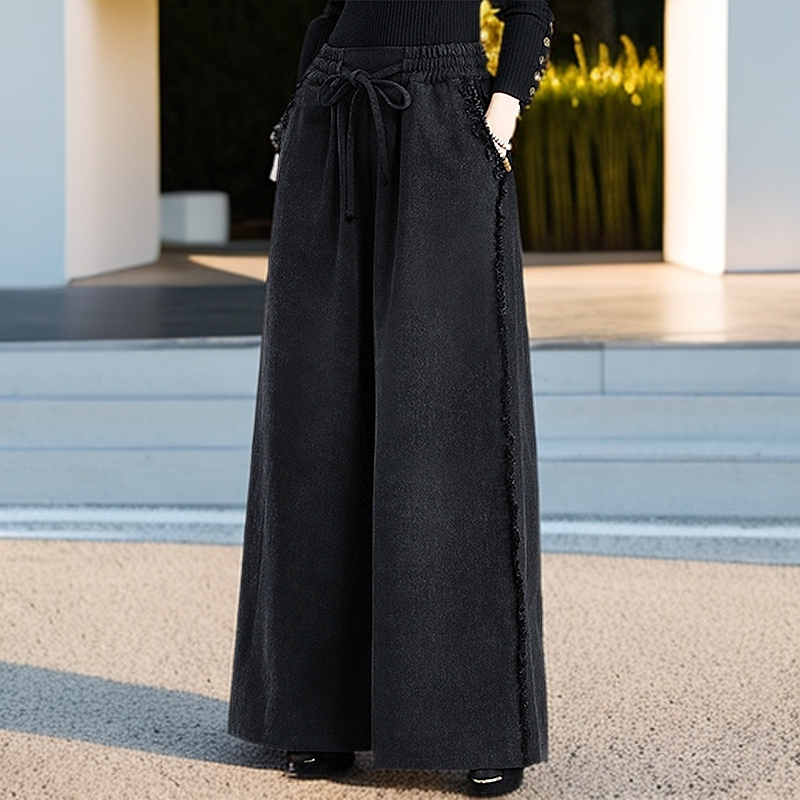 高档气质黑色牛仔裤女2025年秋冬新款高腰垂感阔腿裤百搭休闲裤