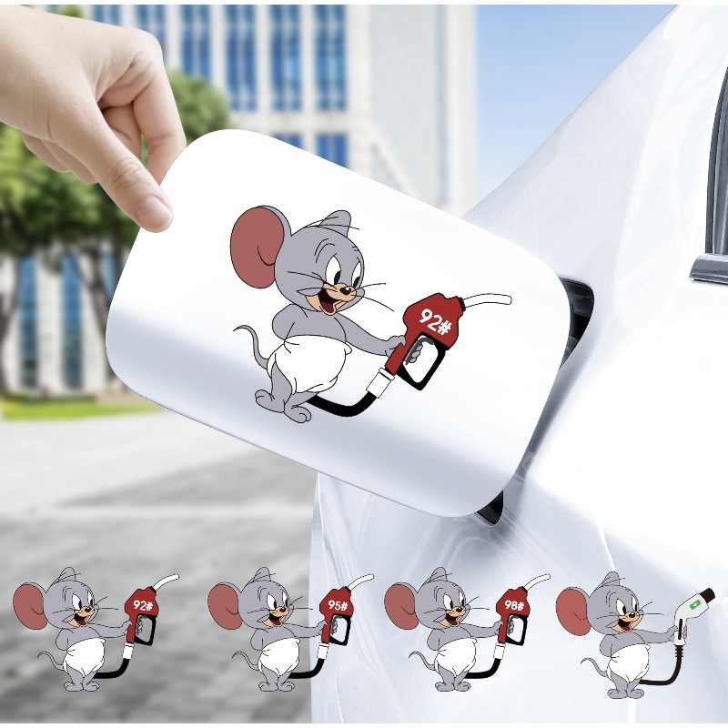 汽车贴纸个性小泰菲油箱盖卡通贴充电油号提示加油盖防水贴无痕胶