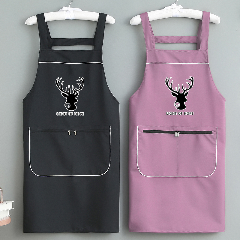 双肩防水围裙家用厨房做饭防污耐磨透气围裙女时尚新款成人工作服