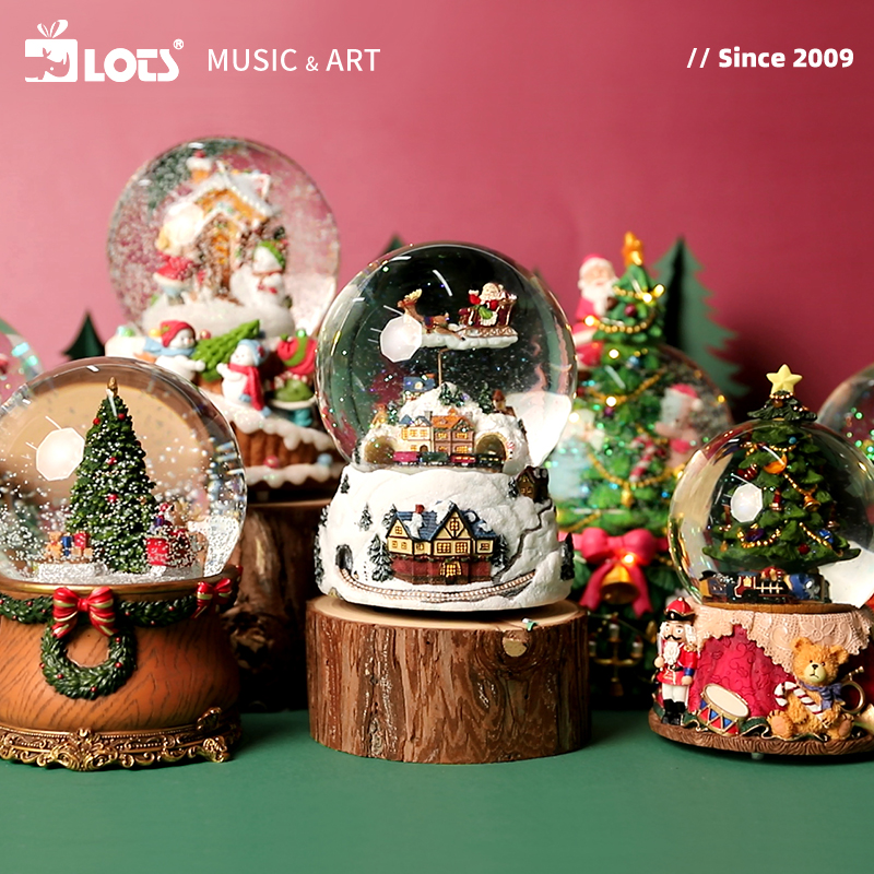 LOTS丨JARLL雪山水晶球八音盒 旋转音乐盒生日 圣诞礼物女生儿童