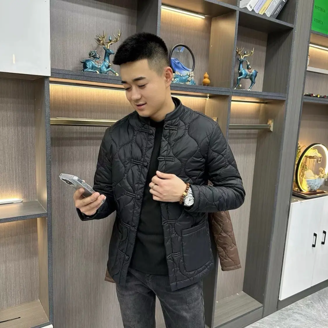 男士棉服冬季新款中国风盘扣唐装外套男保暖立领百搭复古潮流爆款