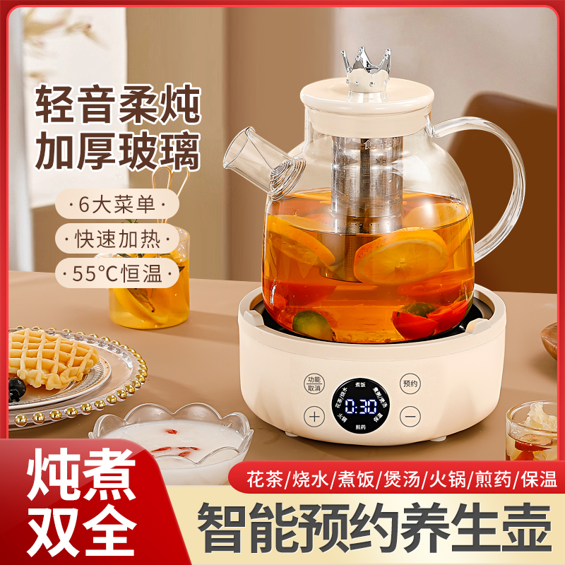 小型炖煮自动恒温家用保温煮茶器花茶加厚玻璃养生壶烧水大容量